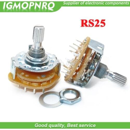 2PCS RS25 Band switch 2P4T 2P5T 2P6T 3P3T 3P4T 4P3T 1P11T Mount Rotary Switch Band Knob Switch IGMOPNRQ