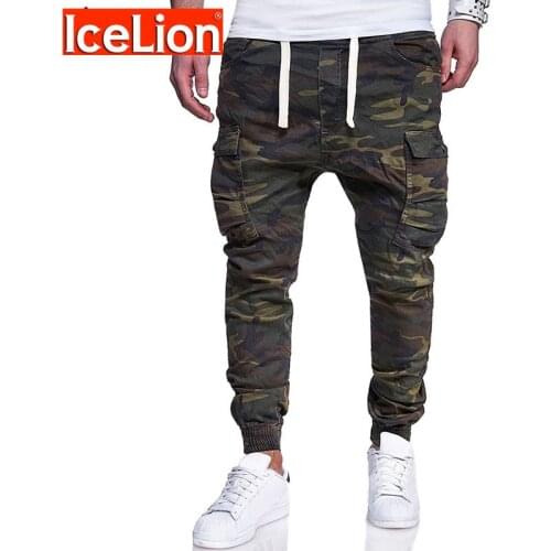 IceLion 2021 New Fashion Camouflage Mens Pants Fitness Casual Pencil Leggings Pantalon Homme Drawstring Solid Sweat Pants Men