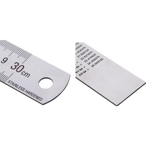 30CM 12"Steel Stainless Pocket Pouch Metric W10 Measurement Double Sided Ruler