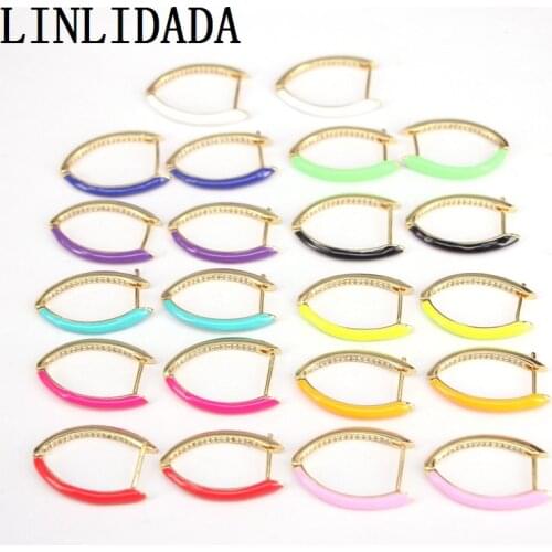 5Pairs, 2020 Trendy Hoop Earrings Mix Color Enamel Oval Hoops For Women Party Jewelry