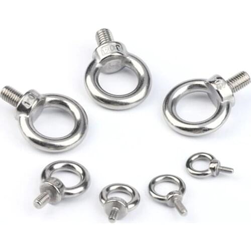 5Pcs M4 M5 M6 304 Stainless Steel Ring Screw Eye Bolt Marine Lifting Eye Screws Ring Loop Hole for Cable Rope Eyebolt