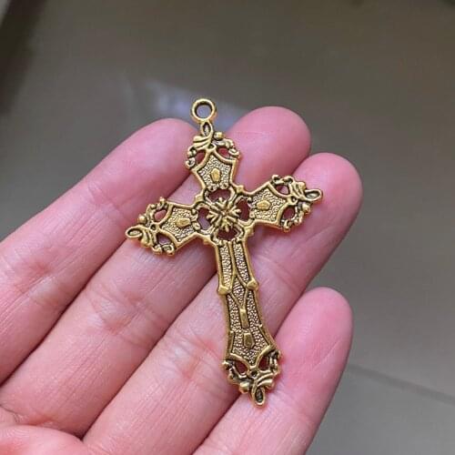 12pcs 56x37mm Punk Goth Gothic Cross Charms Pendants Antique Gold Tone Jewelry Making DIY Bracelet Necklace Handmade Craft