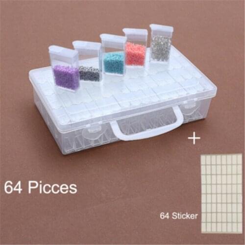 64 PCS Diamond Painting Tools Beads Container Rhinestone Diamond Embroidery Stone Storage Accessory Mosaic Convenience Box