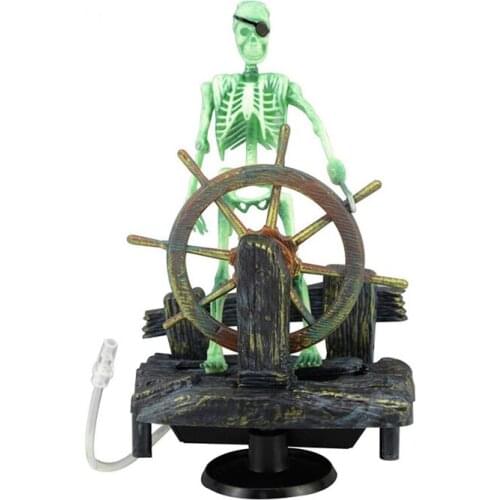 Action-Aquarium Ornament Skeleton Pirate Captain Fish Tank Decoration Landscape 28TC