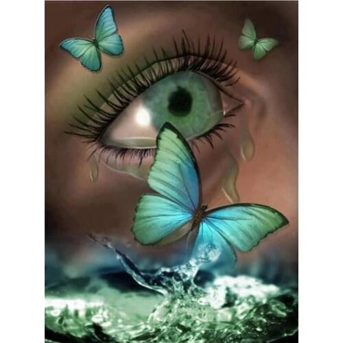 5D Diy Diamond Painting butterfly eyes Tears Picture of Rhinestones Full Square round Diamond Embroidery fantasy art ZP-3221