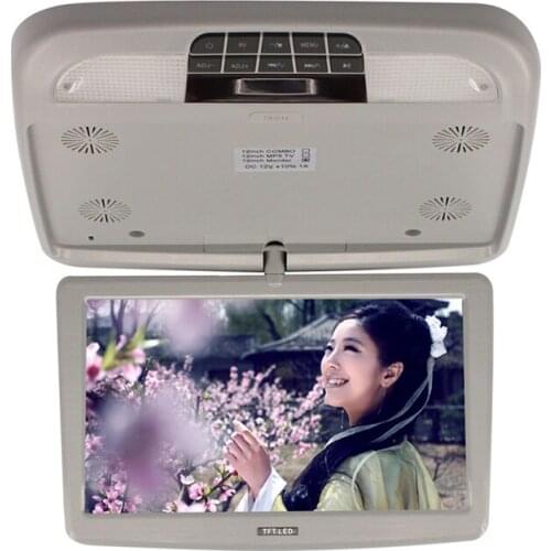 Car Roof Mount Monitors 12'' Flip Down TFT LCD Monitor Gray Color With LED Light Remote