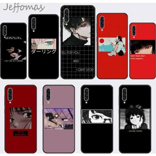 Sad japanese Anime puzzle aesthetic black Phone Case For Samsung A20 A30 30s A40 A7 2018 J2 J7 prime J4 Plus S5 Note 9 10 Plus