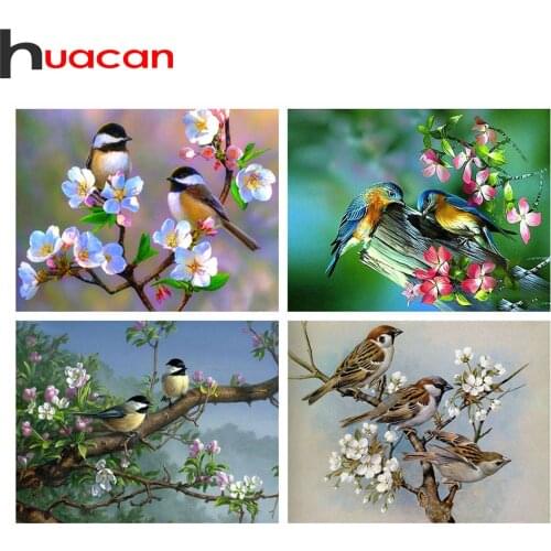 Huacan 5D Diamond Painting Bird Art Kits Diamond Embroidery Flower Full Square Mosaic Home Decoration