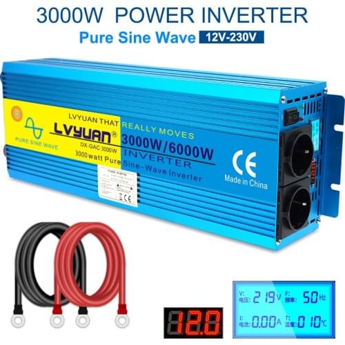 Pure Sine Wave Power Inverter DC12V/24V to AC 220V 230V 50Hz/60Hz 3KW/4KW/5KW/6KW/7KW Voltage Converter Universal EU Socket