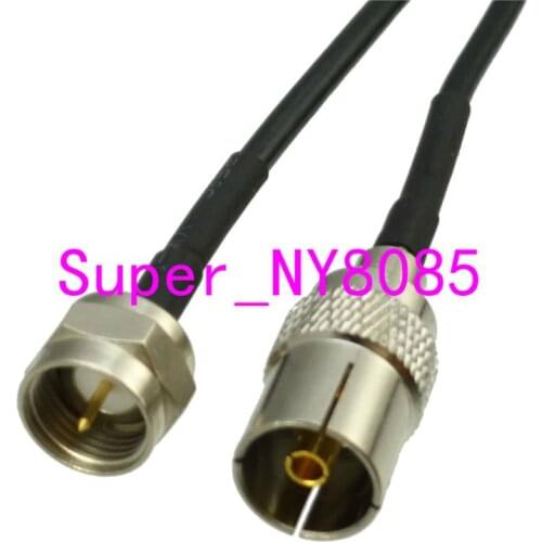 RG174 Cable F TV Male Plug Straight to IEC PAL DVB-T Female Jack 6inch~10FT