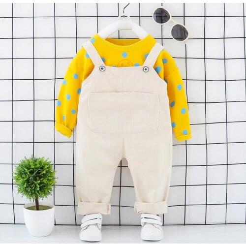 2020 Children Clothes Suit New Spring Kids Boys Girls Cartoon T Shirt Pants overalls Baby Toddler Clothing Infant Sportswear set
