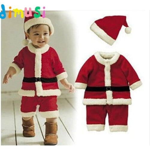 DIMUSI Santa Claus Costume Children Christmas Cosplay Clothing Set Baby Boys Girls Christmas Suit and Dress Tops+Pants+Hats,EA04