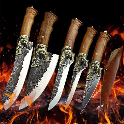 Forged Boning Knives Set 7Cr17mov Stainless Steel Kitchen Knife Handmade Faucet Slicing Knife Gift Knife Sheath Cover Edge Guard