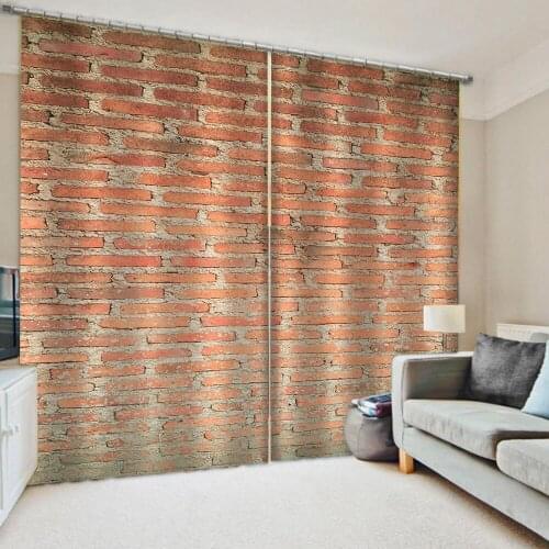 Beautiful Photo Fashion Customized 3D Curtains brown brick curtains 3D Curtain stereoscopic lifelike