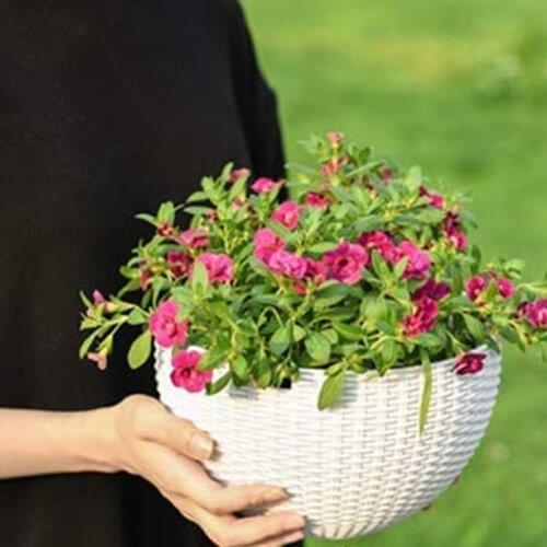 5Pcs Round Plastic Hanging Basket Flower Pot 16X10cm Garden Plant Chain Planter Decoration Hanging Flower Pots White