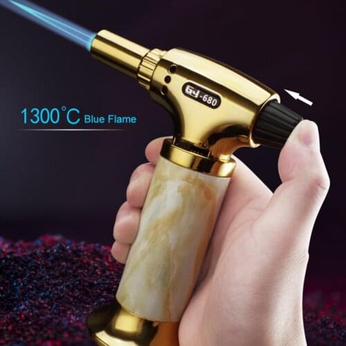 Culinary Torch Lighter Refillable Flamethrower Kitchen Cooking Torch with Adjustable Flame Safety Lock for BBQ Crafts JW
