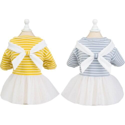 Summer Dog Clothes Pet Striped Dress For Small Dogs York Chihuahua Puppy Princess Skirts Tulle Cats Wedding Dresses Pets Costume