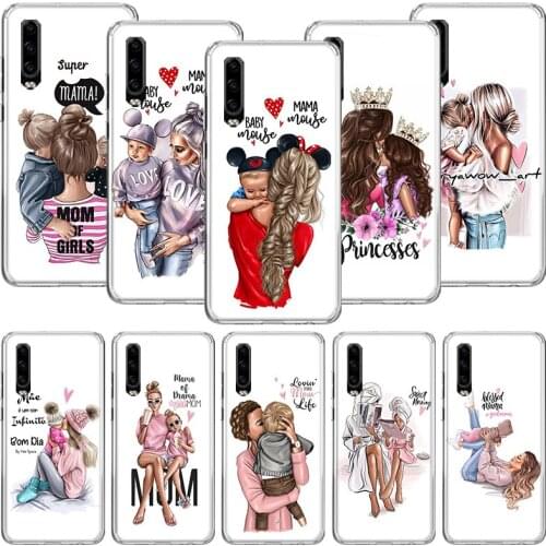 Super Mom Baby Fashion Girl Phone Case For Huawei P30 P40 P20 P10 Mate 20 10 30 Lite Pro P Smart Z Plus Printing Cover Coque She