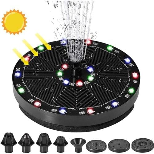 Solar Energy Fountain Monocrystalline Silicon Outdoor Pool Water Floating Fountain 7v 3w Battery With Colored Lights