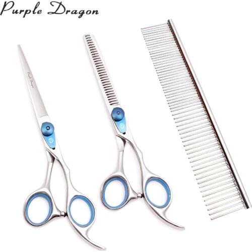 Animal Grooming Scissors 6.0" Purple Dragon Stainless Pet Thinning Shears Straight Scissors Pet Claw Scissors Dog Scissors Z1015