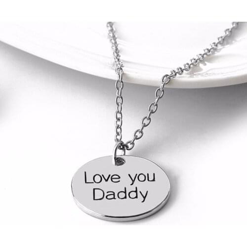 Father Daughter Pendant Necklace Simple Silver Color Birthday Gift Fashion Round Love Daddy Pendant Necklace Jewelry