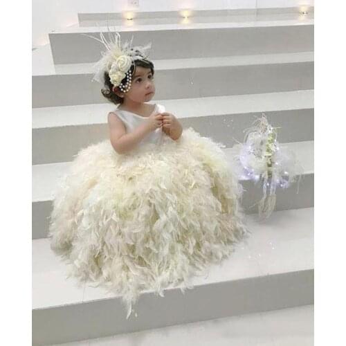 2019 Ivory Flower Girls' Dresses Jewel Neck Floor Length Tiered Little Girl Ball Gowns Birthday Party Dress