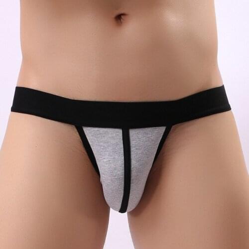Sexy Mens Jockstraps Striped Gay Jocks Cotton Low Rise T-Thongs Gay Underwear G Strings Brief Bikini Backless Underwear