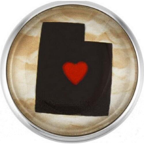 Utah State Snap Buttons Glass Ginger Snap Charms Fit 18mm Snap DIY Bracelets/Necklace Jewelry 20Pcs/lot