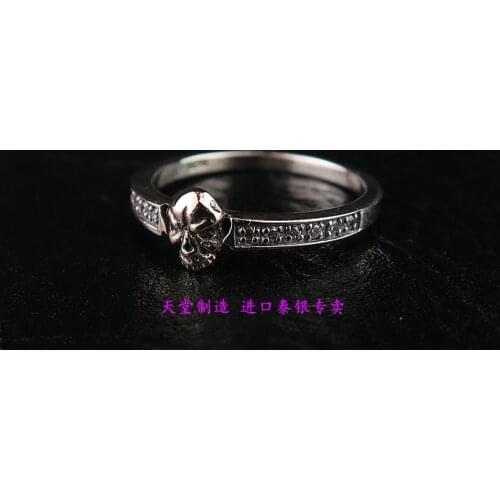 Thailand import meticulous small skull 925 sterling silver ring tail rings