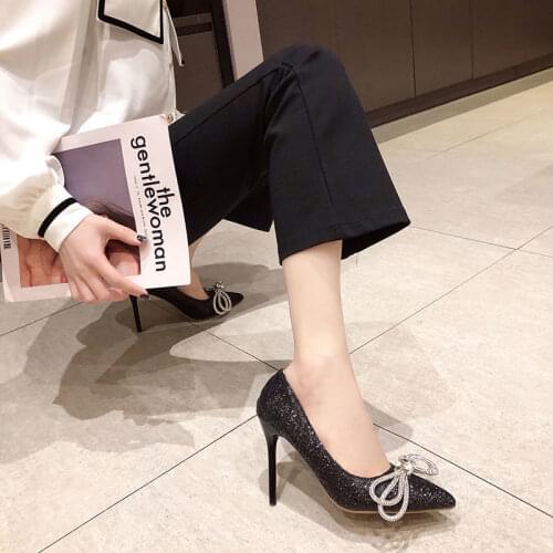 Women Summer Pumps Thin High Heels Sandals Stiletto Shiny Crystal Bride Wedding Shoes Woman Female Mujer Sapato Feminino