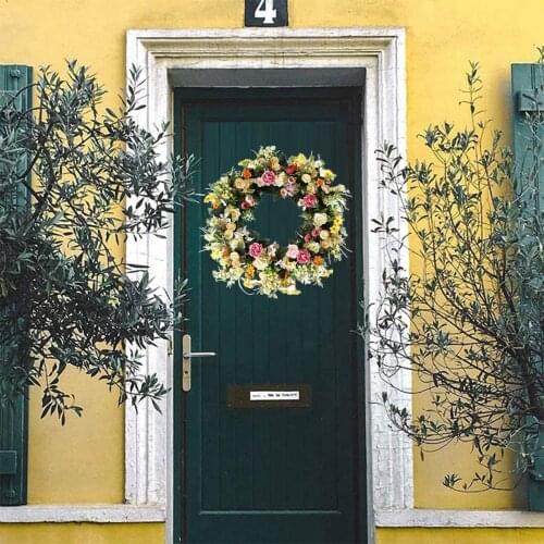 45cm Door Wreath Floral Summer Round Rose Garland Window Decorative Ornament