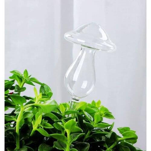 5 Types Protable Glass Plant Flowers Water Feeder Automatic Self Watering Devices Bird Mushroom Rose Design Plant Waterer