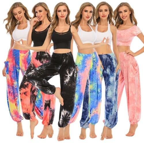 Ladies casual high-waist drawstring wide-leg trousers yoga dance pants wide-leg yoga running jogging gymnastics