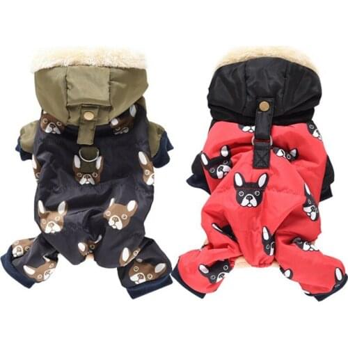 Winter Puppy Dog Coats Cute Dog Printed Warm Fleece Padded Pet Clothes Apparel For Chihuahua Poodles French Bulldog Small Dog