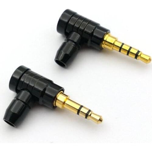 1pcs copper 3 Pole/4 Pole 3.5mm 90 Degree Plug Angled Jack Cable Solder adapter