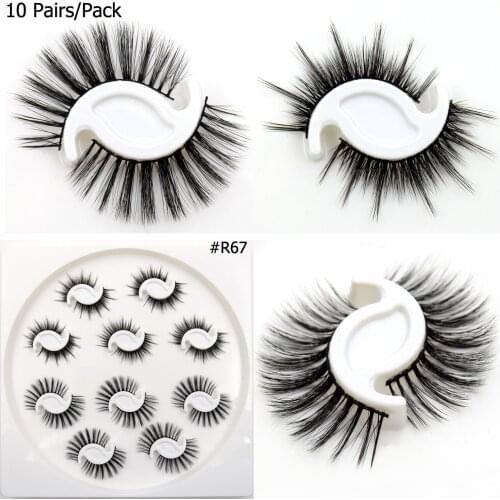10 pairs Eyelashes Wholesale Handmade Faux Mink Eyelashes 3D Mink hair Lashes Dramatic Lashes Makeup 3d False Eyelashes R67 Lash