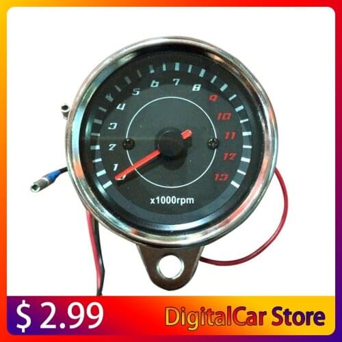 12V Universal Motorcycle Tachometer Meter LED Backlight 13K RPM Shift Motorcycle Digital Tachometer Oil Fuel Lever Gauge