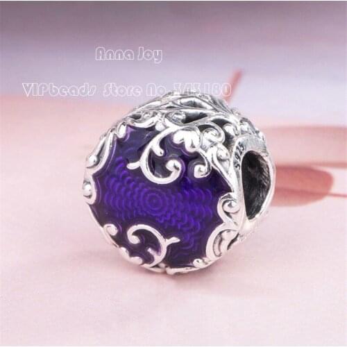 2018 Autumn New Sterling Silver Regal Beauty Charm With Purple Enamel Fits All European DIY Bracelets Necklaces