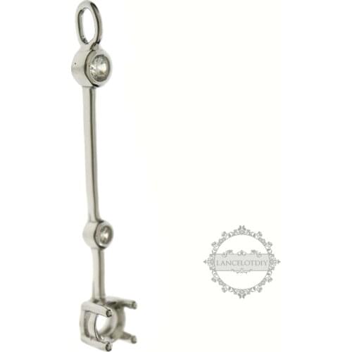 32MM Long 4MM Round Prong Bezel Settings for CZ Stone Solid 925 Sterling Silver DIY Pendant Charm Tray 1431032
