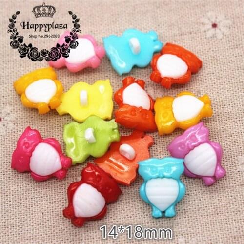 50pcs Mix Colors Cartoon Animal Owl Plastic Shank Buttons Clothing Accessories Sewing Supplies,14*18mm