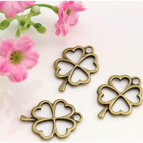Set of 50 pcs clover antique silver or bronze lovely zinc alloy pendant, charm, drops for diy 24X17mm AY0091