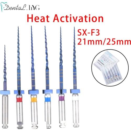 6 pcs/box SX-F3 Dental Endodontics Files Heat Acticated NiTi Engine Use Super Rotary File 21mm/25mm Dental Root Canal File