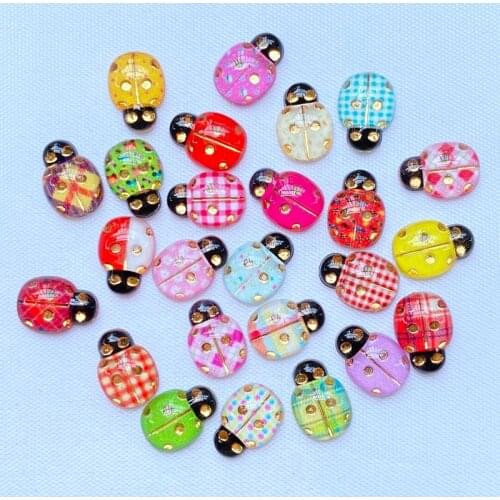 60pcs New Cute Acrylic Mini Shiny Bug Flat Back Cabochon Scrapbook Kawaii DIY Embellishments Accessories K99