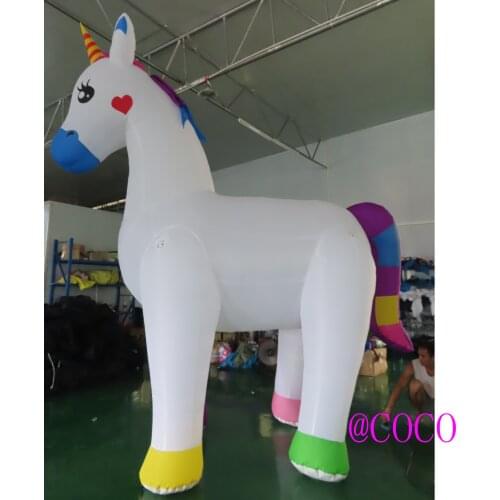 Free air ship to door! 4m 13ft high inflatable model, unicorn airblow model for party advertising product