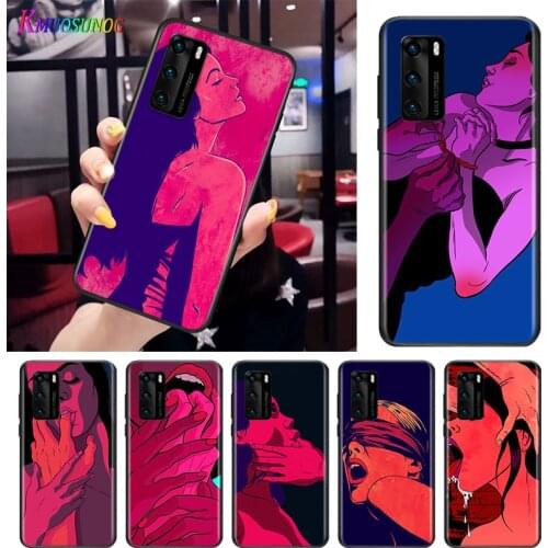 Sexy Lips Hot Girl For Huawei P Smart S Z Mate 40 RS 30 20 10 Pro Plus Lite 2019 2020 2021 Black Soft Phone Case