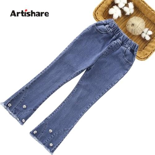 Jeans For Girl Solid Color Girls Jeans Spring Autumn Trousers For Children Casual Style Clothes For Girls 6 8 10 12 14