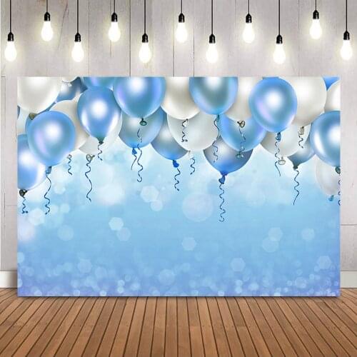 Blue Balloons Glitter Birthday Backdrop for Photography Newborn Children Photo Background for Photographic Studio Baby Shower
