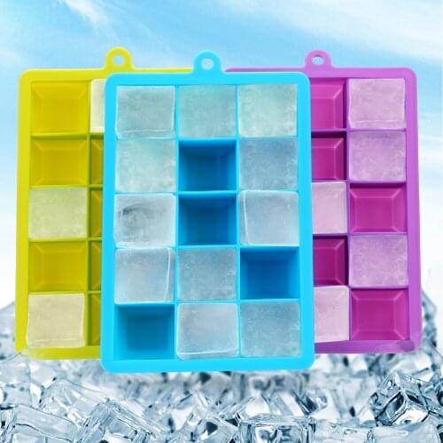 With Lid Square Shape DIY Ice Mold Ice Cream Maker Silicone Ice Cube Mold Chocolate Mould 15-Hole Whisky Ice Tray Kitchen Tools