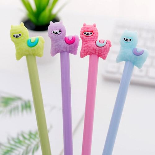 1 Piece Gel Pens Korean Cartoon Creative Alpaca Neutral Pen Student Writing Office Stationery Black Signature Pen