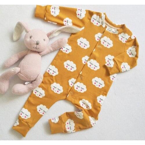 Pudcoco Newborn Infant Baby Girl Clothes Cloud Print Cotton Romper Jumpsuit +Headband Outfits Sets